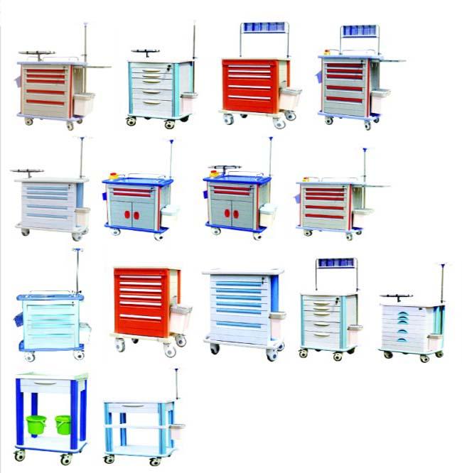 Advanced ABS Plastic IV Pole Medicine Trolley , Hospital Nursing Cart
