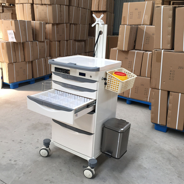 Hospital Mobile Laptop Crash Cart Medical Furniture Trolley With
