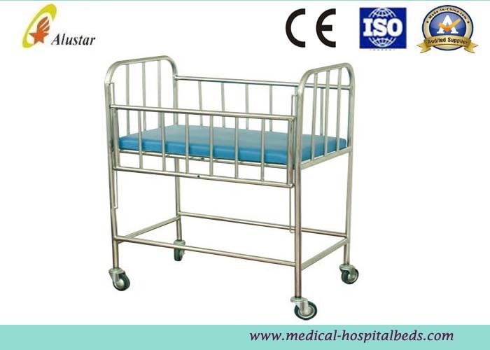 Stainless Steel Hospital Baby Beds Children Crib Baby With Four Casters