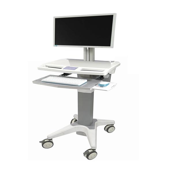 Adjustable Height Stand Up Desk Hospital Mobile Workstation Cart With