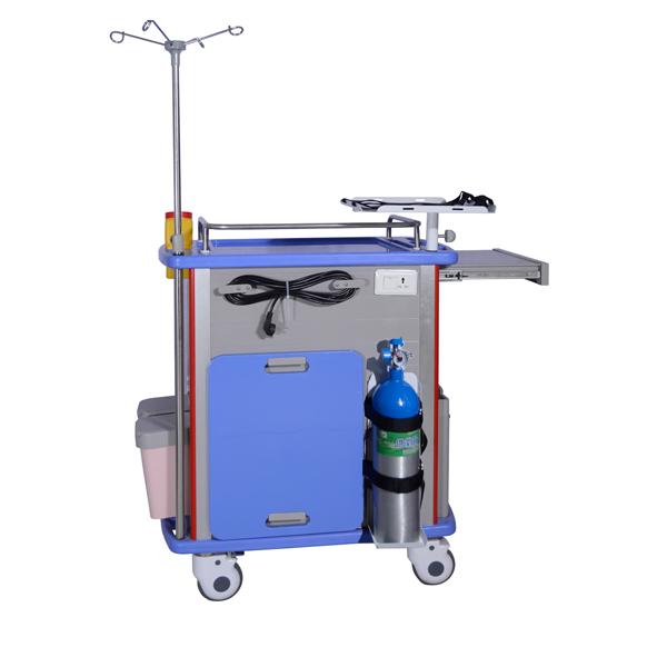 Emergency Medical Trolley Crash Cart With Drawer And IV Pole