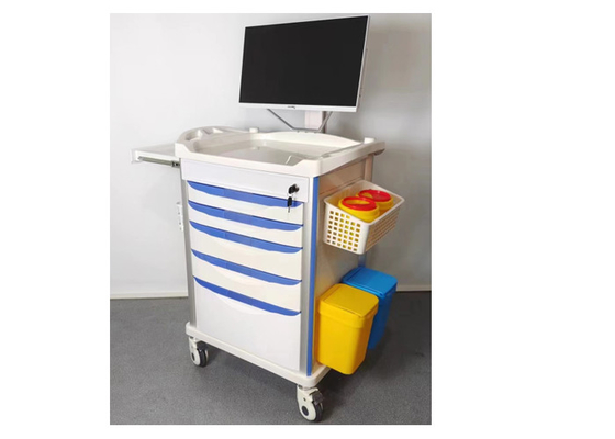 Lockable Medicine Cart Trolley Heavy Duty 4 Shelves