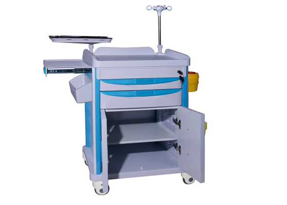 Handle Included Medical Trolley With 3-5 Drawers And Rubber Casters