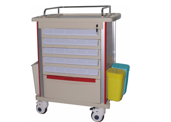 Medicine Cart Hospital Trolley Double Side Tray Drawers Multi-Layer