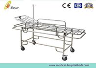 Four Wheels Ambulance Stretcher Trolley , Hospital Stainless Steel Stretcher Cart ALS-S017