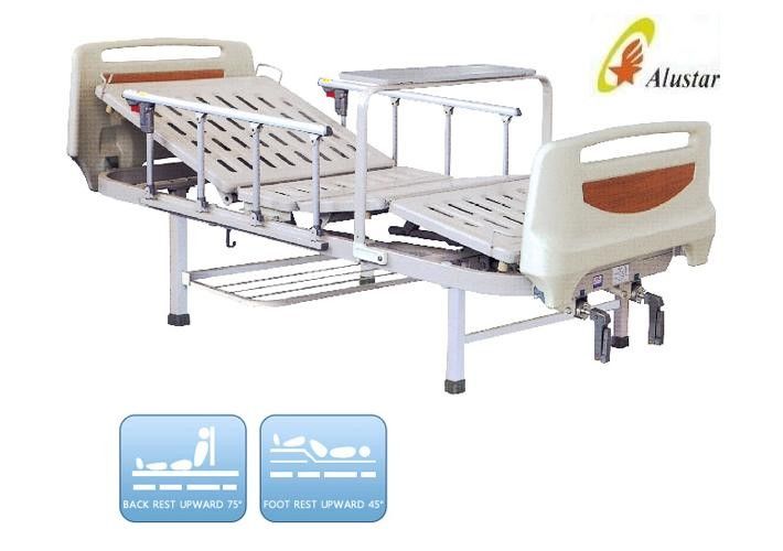 Medical Hospital Beds Two Crank With Aluminium Railing For Hospital Beds ( ALS-M213)