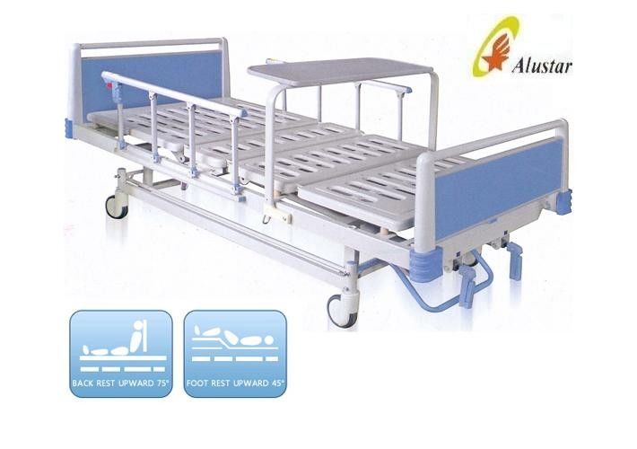 2 Crank Medical Hospital Beds Square Abs Headboard Overbed Table (ALS-M215)