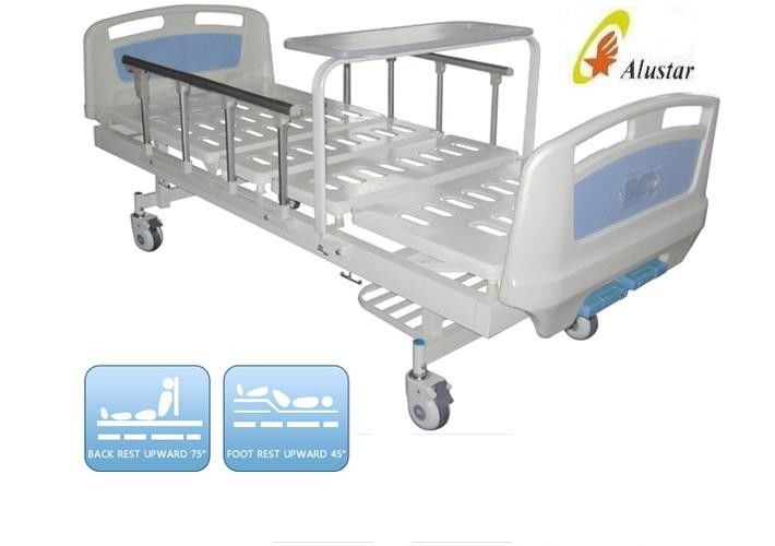Luxuary Foldable Aluminium Railing Medical Hospital Beds With Overbed Table ( ALS-M217)