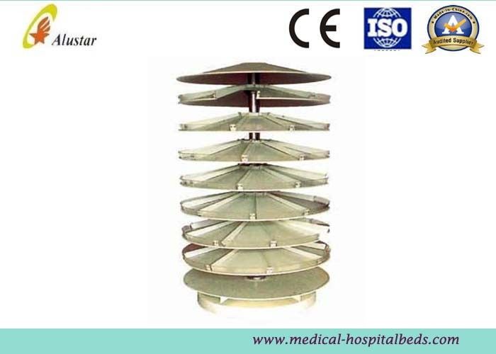 920*1800mm Stainless Steel Hospital Bedside Cabinet Rotary Medicine Shelf With Rubber