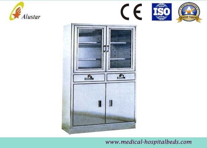 Hospital Stainless Steel Bedside Table Cabinet With Adjusted Shelves ( ALS - CA008 )