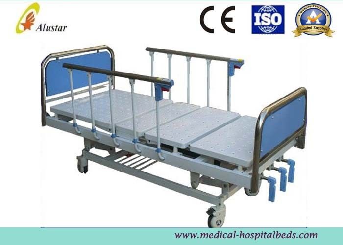 Stainless Steel Manual Medical Hospital Beds With Foldable Guardrails (ALS-M326)