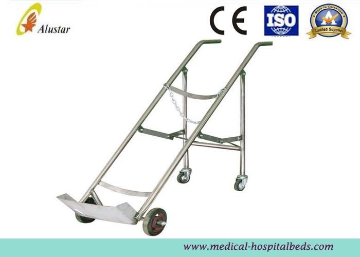 Medicine Equipment Stainless Steel Double Feet Trolley For Oxygen Bottle (ALS-A07)