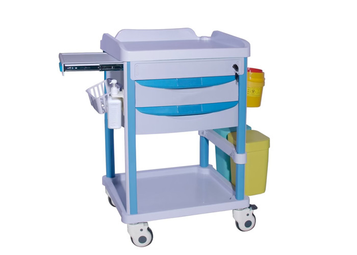 Double-Side Tray Drawers Medicine Cart Stainless Steel With Swivel Casters