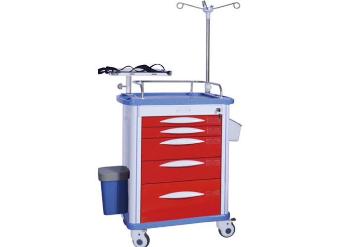 ABS Medical Trolley Red Color Emergency Cart 5 Drawers Hospital Crash Cart ALS - ET003
