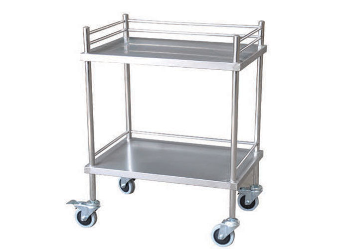 Durable Two Shelves Stainless Steel Medical Trolley Surgical Instrument Trolley (ALS-SS02)